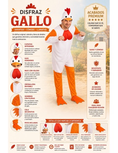 Costume Gallo Taglia L | Costumi per Adulti Il Re del Carnevale